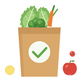 Bolsa de supermercado con verduras.