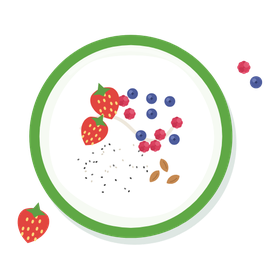 Bowl de yogur con frutos rojos.